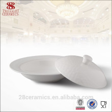Feine weiße Keramik Suppenterrine für Hotel, Porzellan Terrine mit Deckel